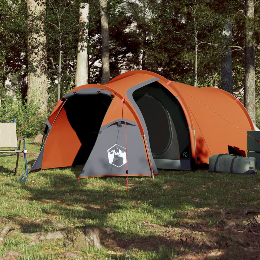 Trivietė stovyklavimo palapinė, pilka/oranžinė, 370x185x116cm