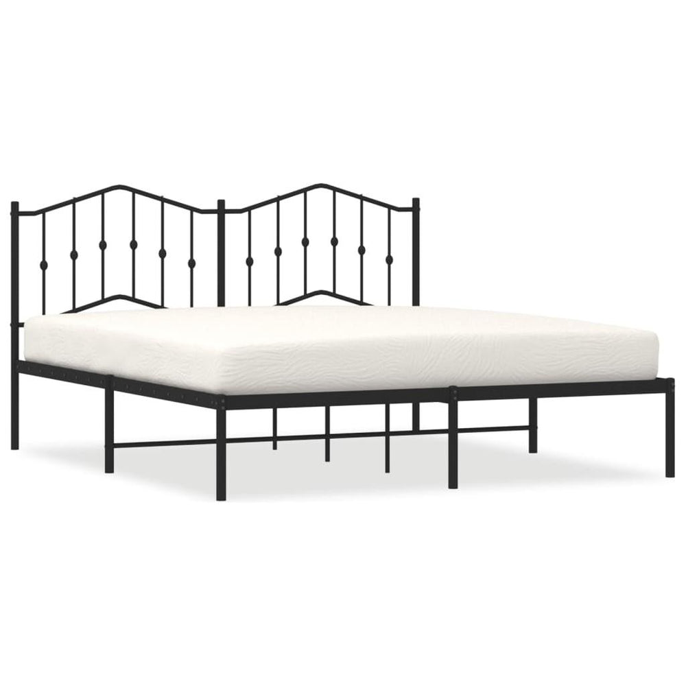 Metalinis lovos rėmas su galvūgaliu, juodos spalvos, 180x200cm