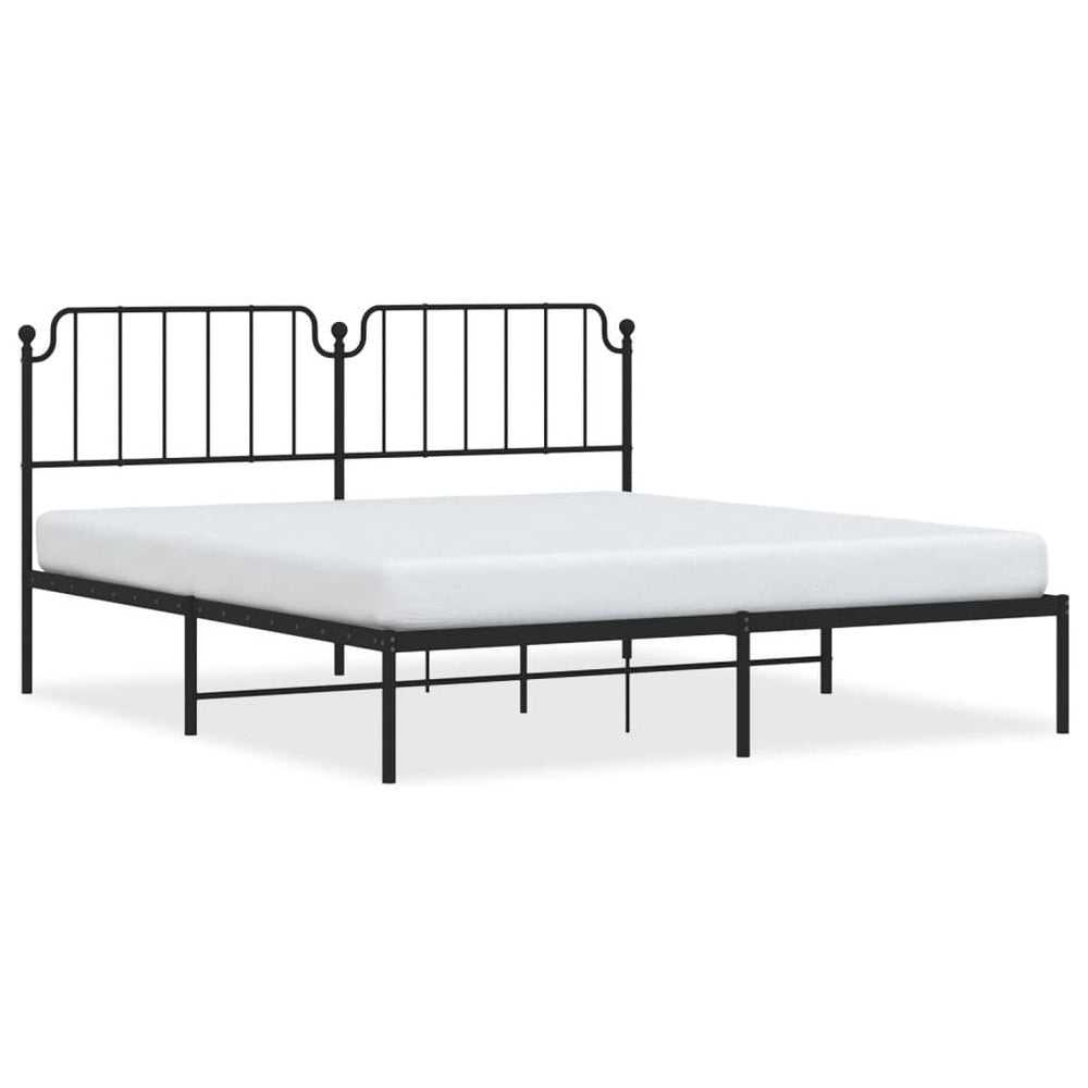 Metalinis lovos rėmas su galvūgaliu, juodos spalvos, 160x200cm