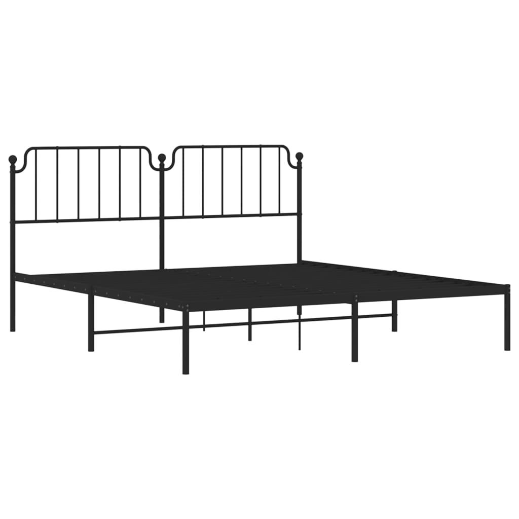 Metalinis lovos rėmas su galvūgaliu, juodos spalvos, 160x200cm