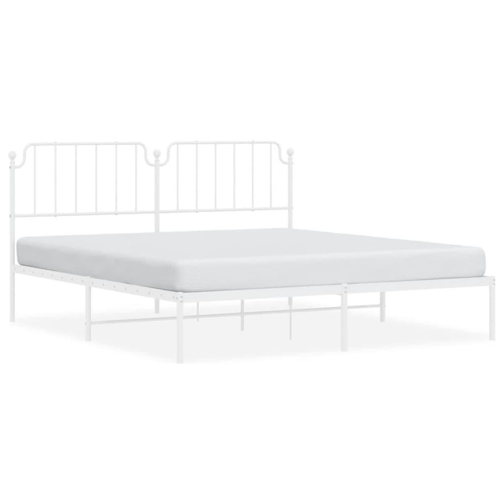 Metalinis lovos rėmas su galvūgaliu, baltos spalvos, 183x213cm