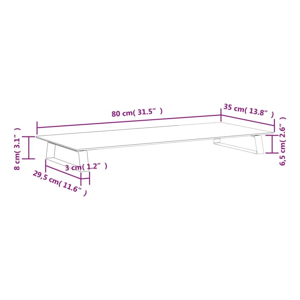 Monitoriaus stovas, juodas, 80x35x8cm, stiklas ir metalas