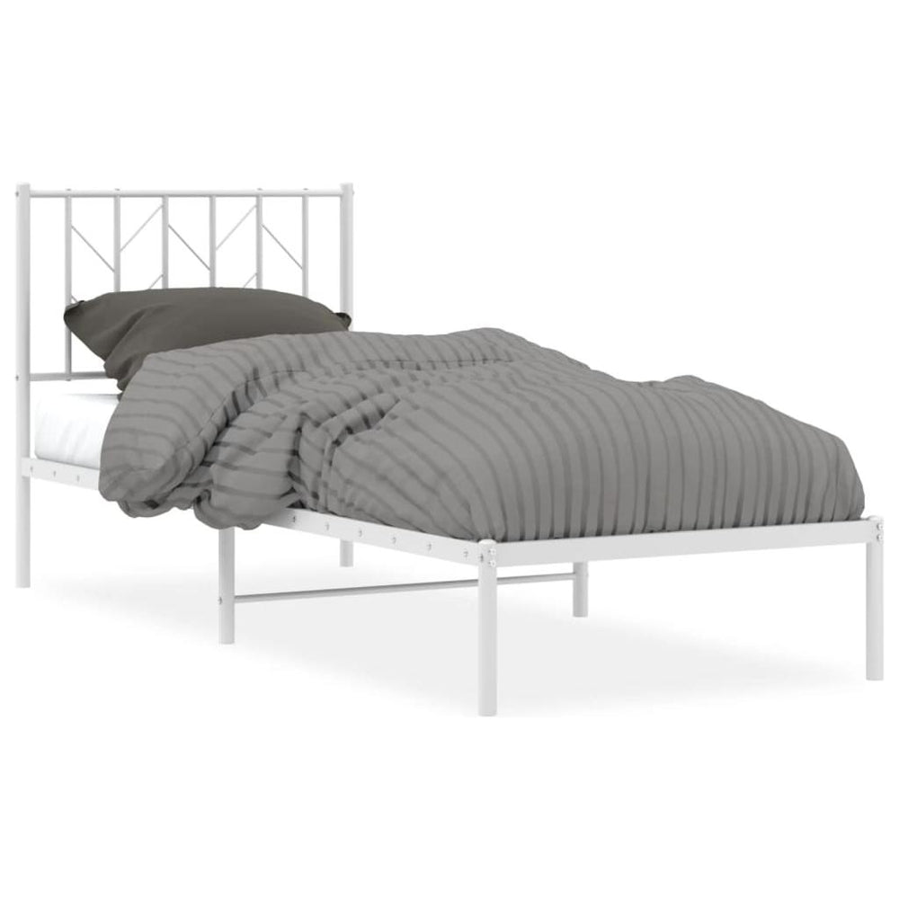 Metalinis lovos rėmas su galvūgaliu, baltos spalvos, 80x200cm