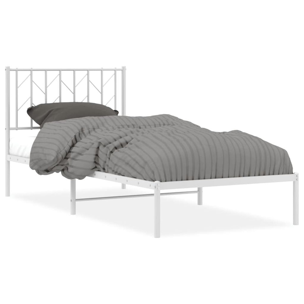 Metalinis lovos rėmas su galvūgaliu, baltas, 90x190cm