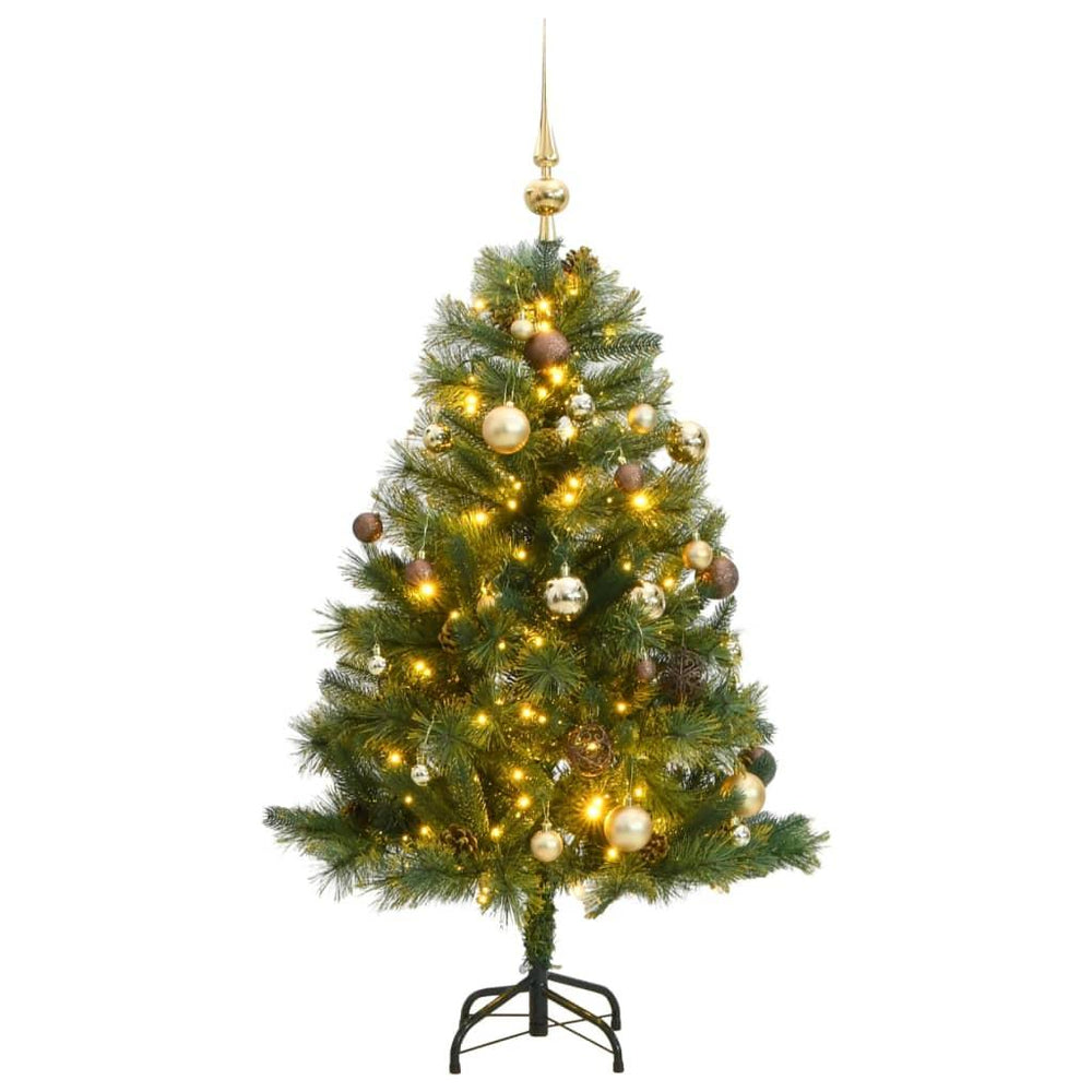 Kalėdų eglutė su šarnyrinėmis šakomis/LED/žaisliukais, 120cm