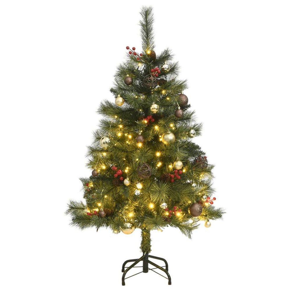 Kalėdų eglutė su šarnyrinėmis šakomis/LED/žaisliukais, 120cm
