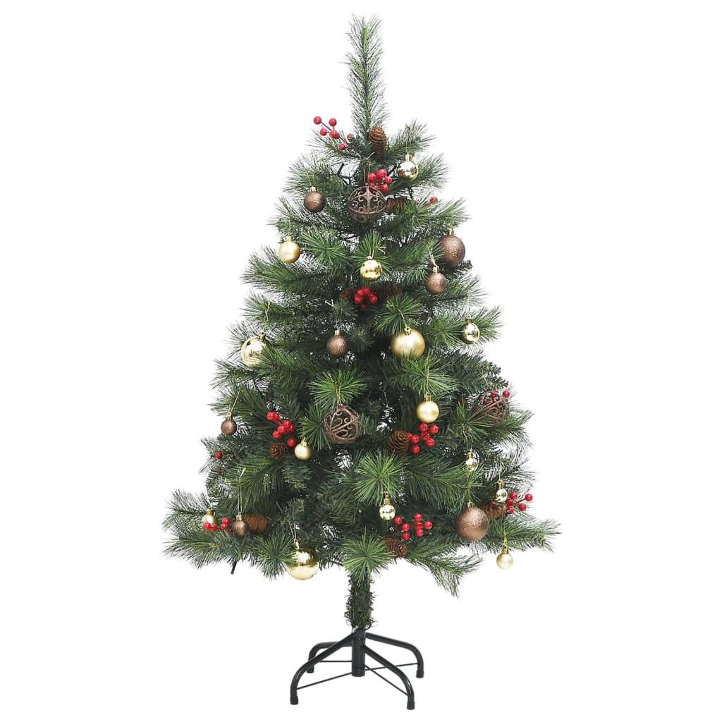 Kalėdų eglutė su šarnyrinėmis šakomis/LED/žaisliukais, 120cm