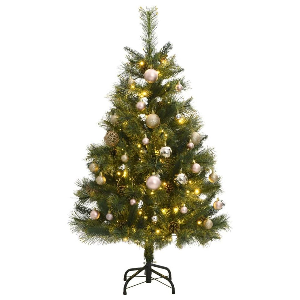 Kalėdų eglutė su šarnyrinėmis šakomis/LED/žaisliukais, 120cm