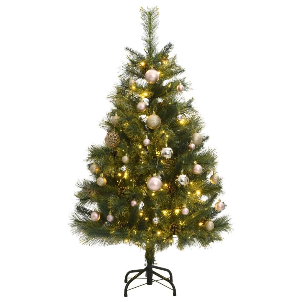 Kalėdų eglutė su šarnyrinėmis šakomis/LED/žaisliukais, 120cm