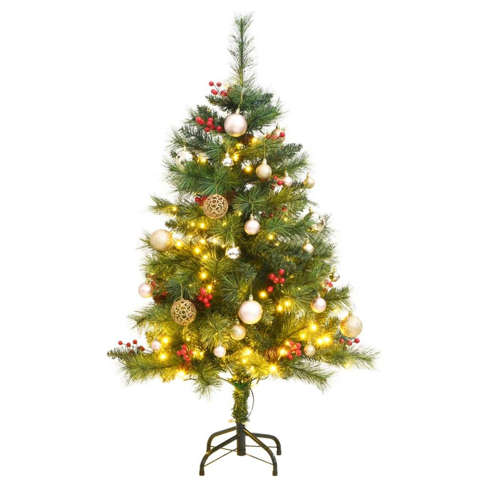 Kalėdų eglutė su šarnyrinėmis šakomis/LED/žaisliukais, 120cm