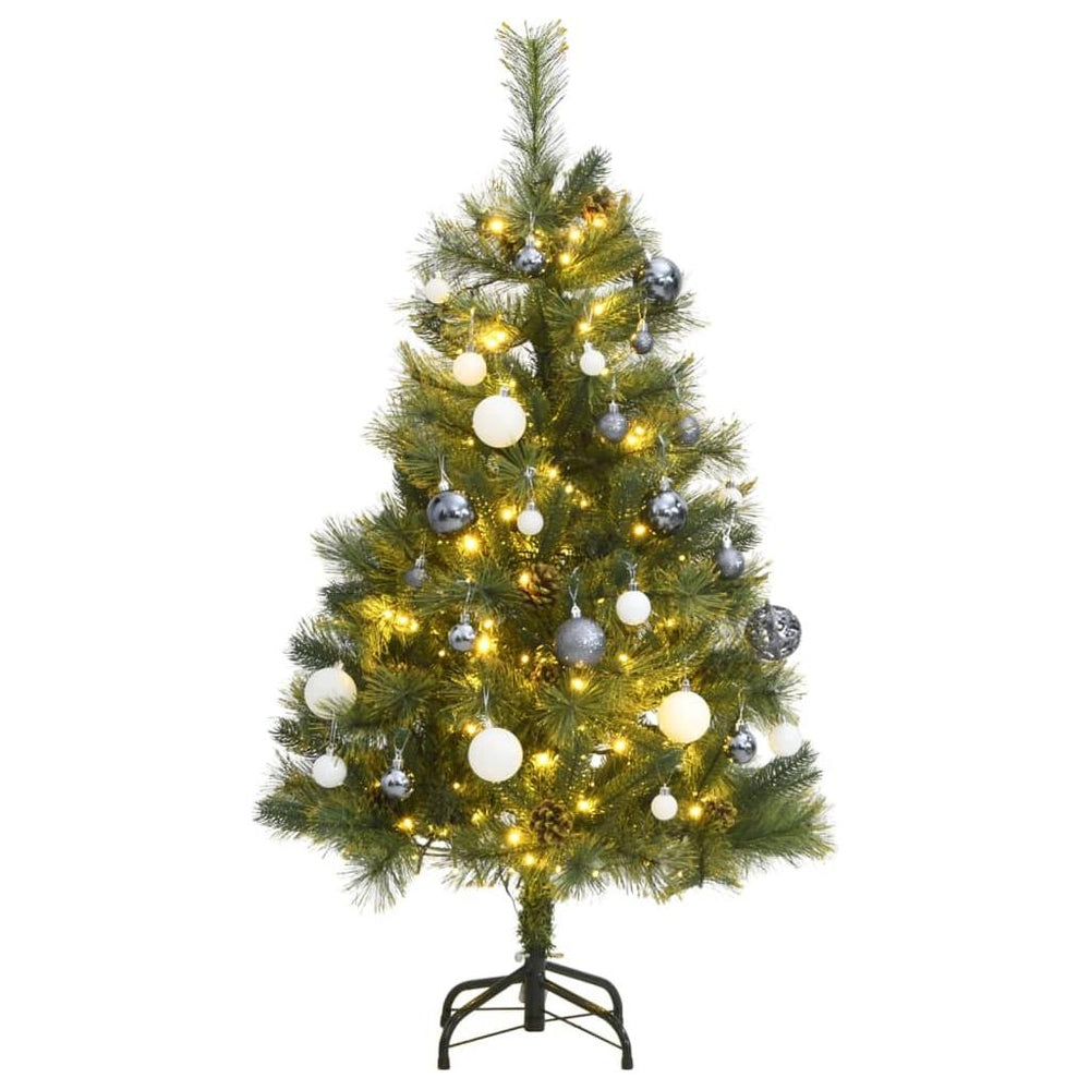 Kalėdų eglutė su šarnyrinėmis šakomis/LED/žaisliukais, 150cm
