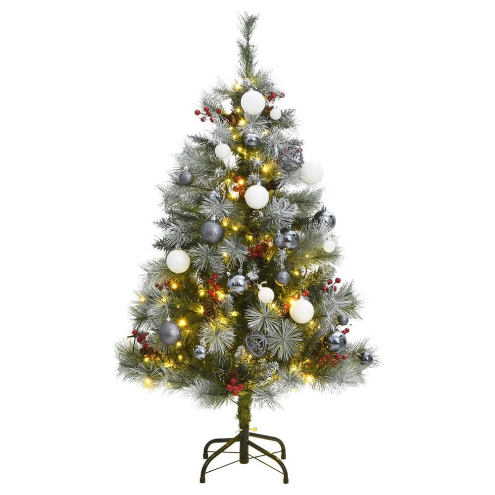 Kalėdų eglutė su šarnyrinėmis šakomis/LED/žaisliukais, 120cm