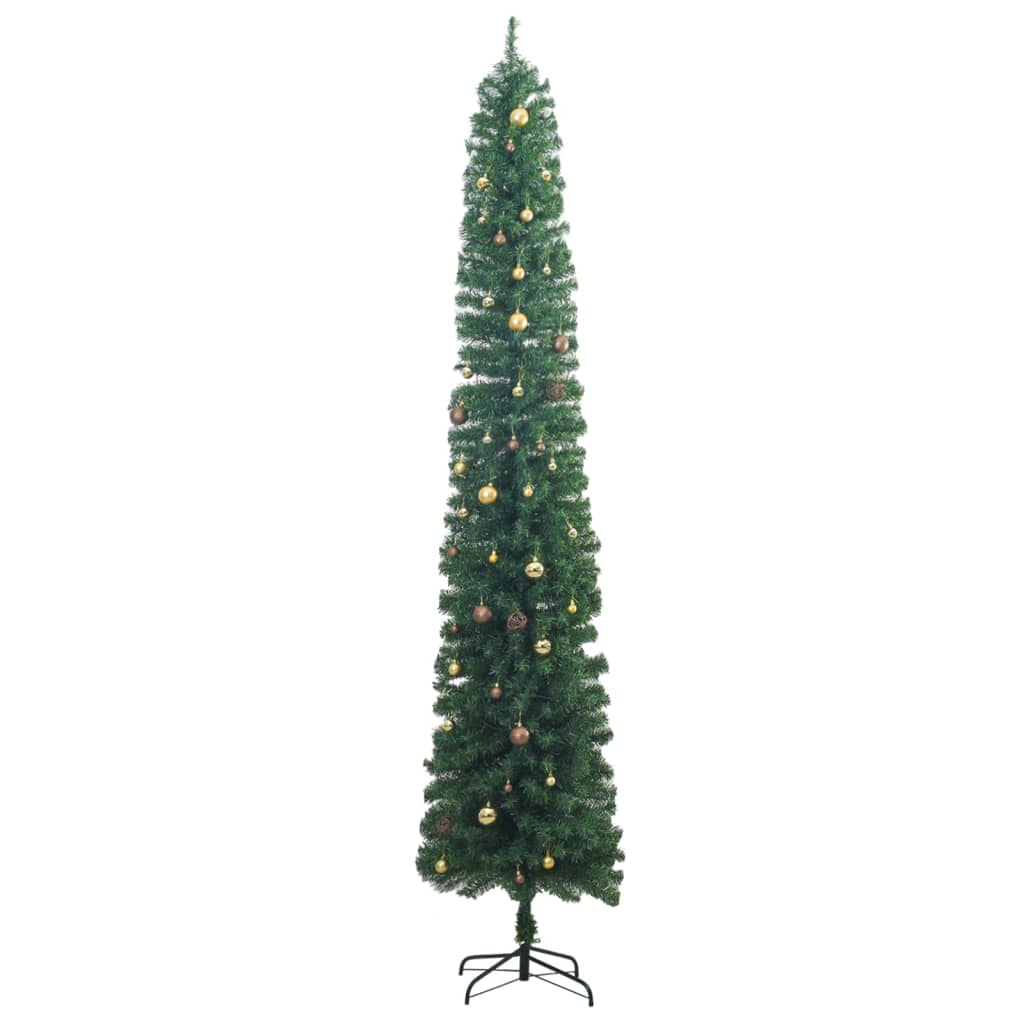 Siaura Kalėdų eglutė su 300 LED lempučių ir žaisliukais, 300cm