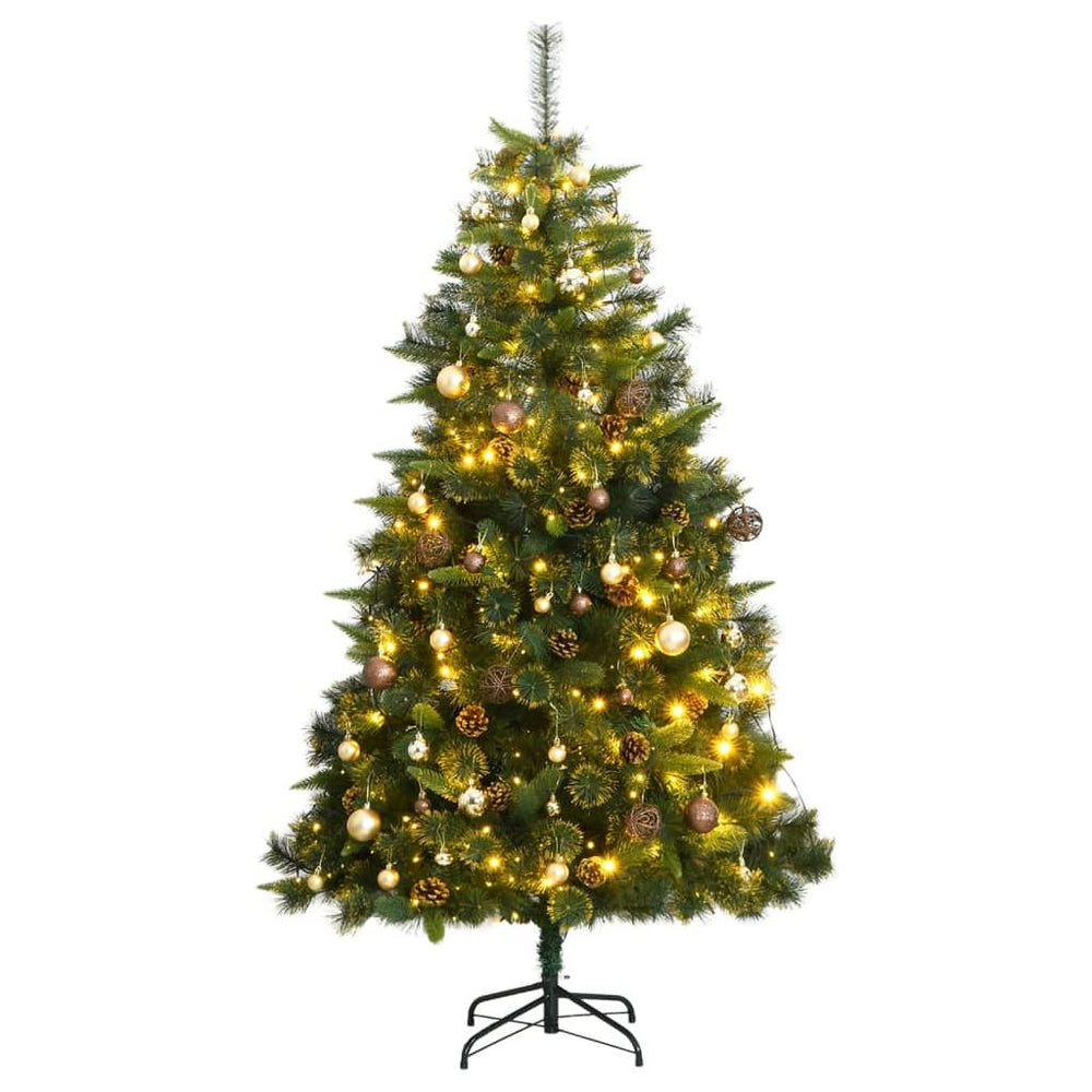Kalėdų eglutė su šarnyrinėmis šakomis/LED/žaisliukais, 240cm
