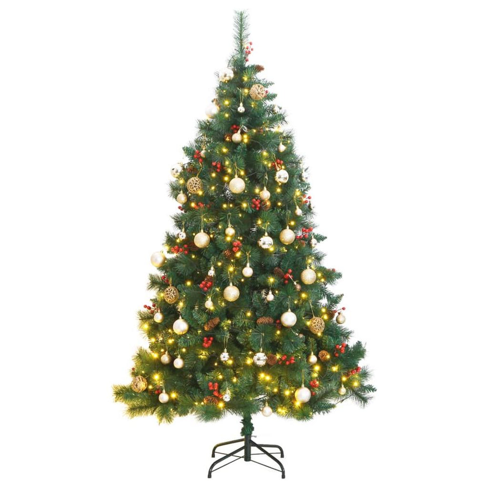 Kalėdų eglutė su šarnyrinėmis šakomis/LED/žaisliukais, 180cm