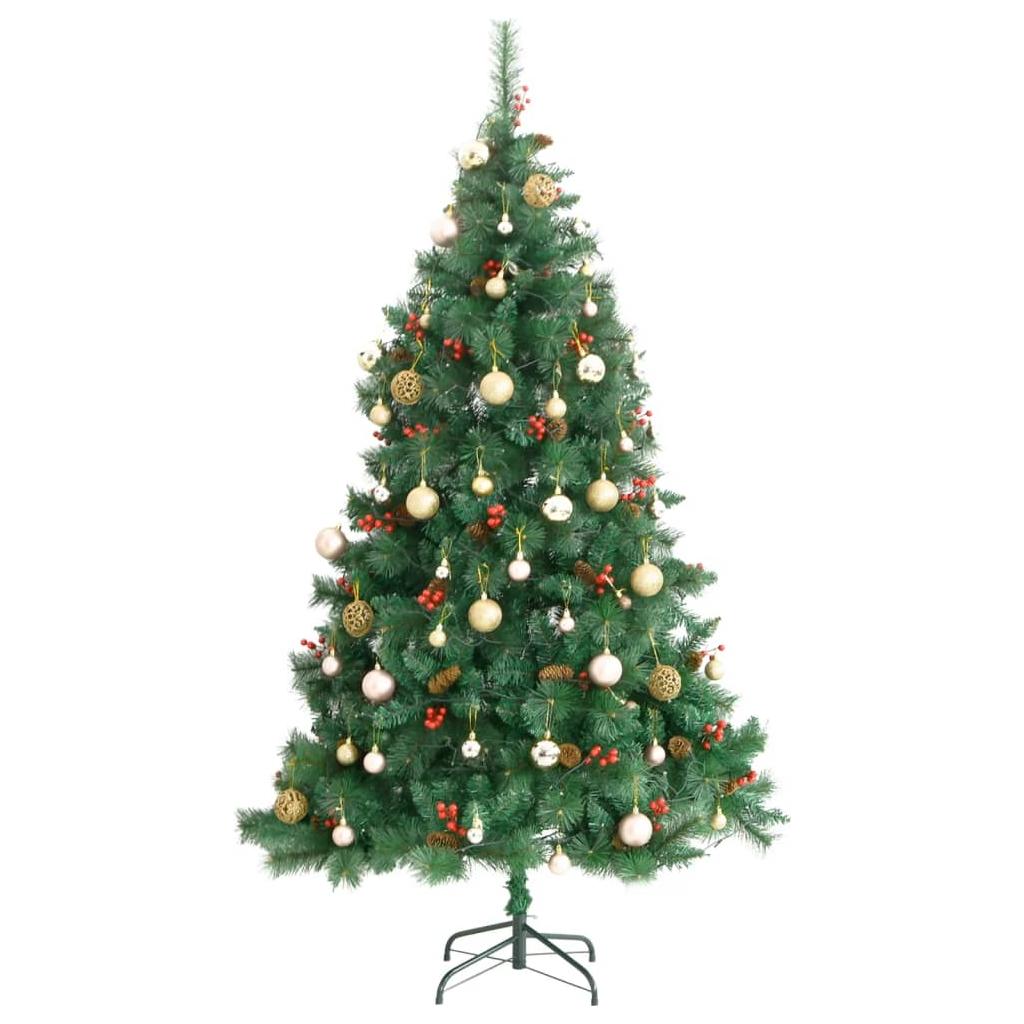 Kalėdų eglutė su šarnyrinėmis šakomis/LED/žaisliukais, 180cm