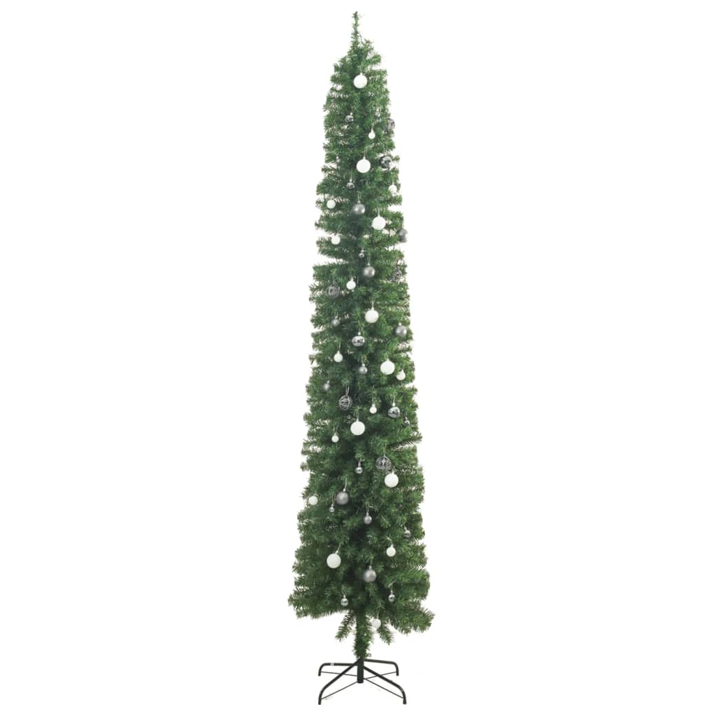 Siaura Kalėdų eglutė su 300 LED lempučių ir žaisliukais, 300cm