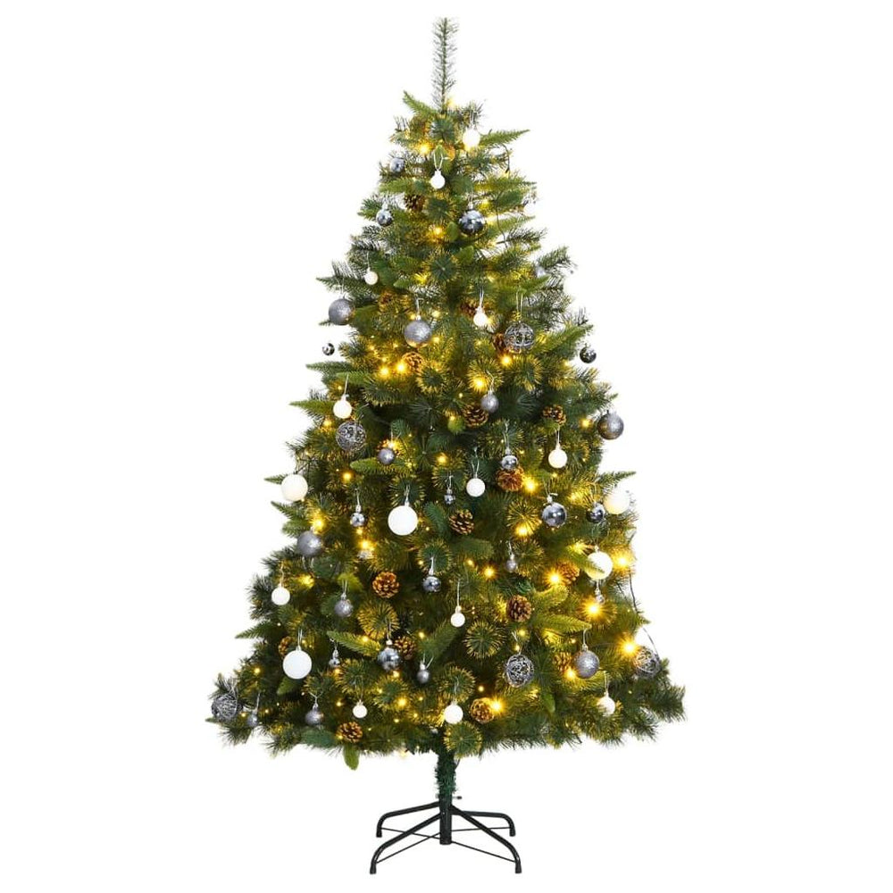 Kalėdų eglutė su šarnyrinėmis šakomis/LED/žaisliukais, 240cm