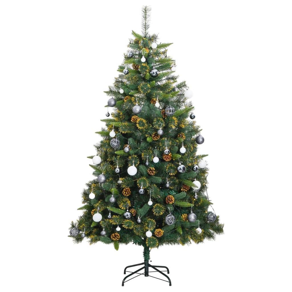 Kalėdų eglutė su šarnyrinėmis šakomis/LED/žaisliukais, 240cm