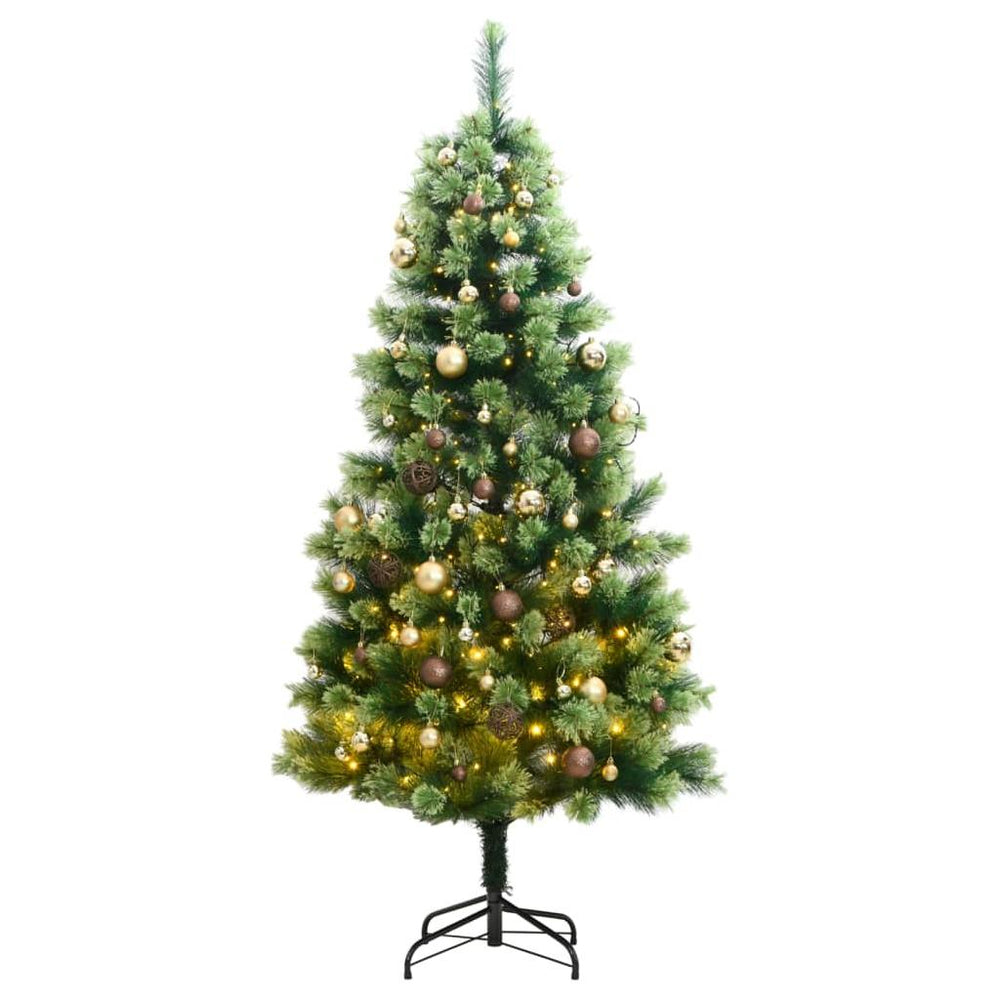 Kalėdų eglutė su šarnyrinėmis šakomis/LED/žaisliukais, 150cm