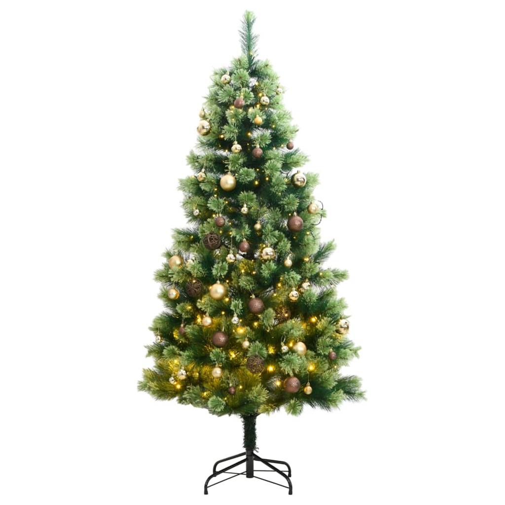 Kalėdų eglutė su šarnyrinėmis šakomis/LED/žaisliukais, 150cm