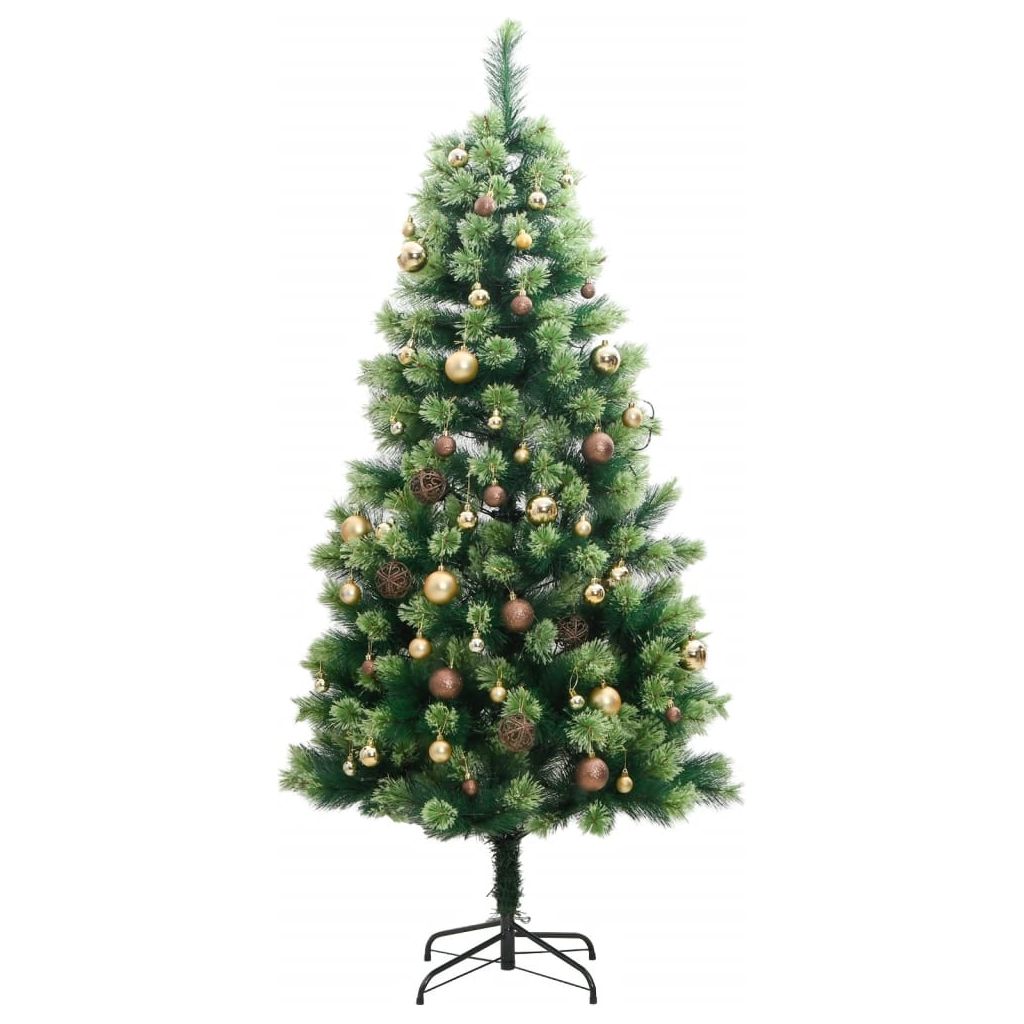Kalėdų eglutė su šarnyrinėmis šakomis/LED/žaisliukais, 150cm