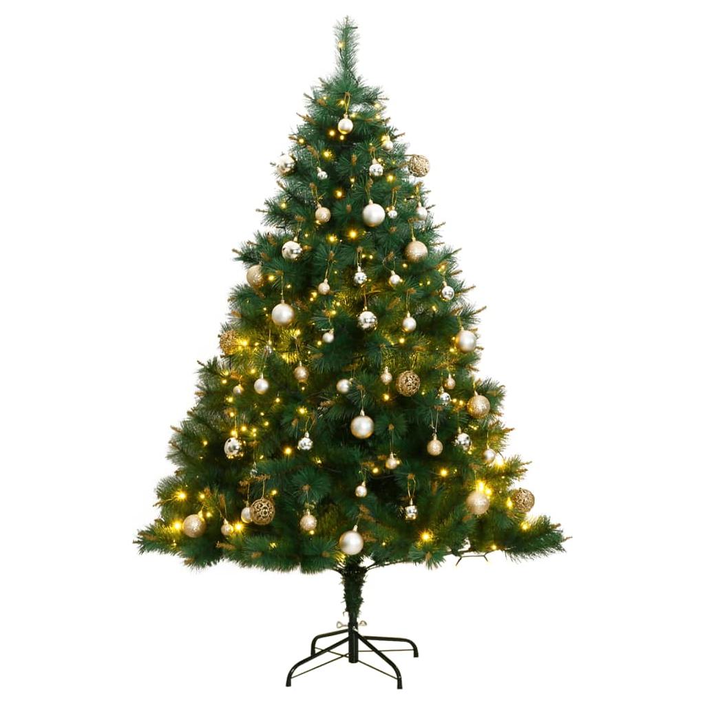 Kalėdų eglutė su šarnyrinėmis šakomis/LED/žaisliukais, 120cm