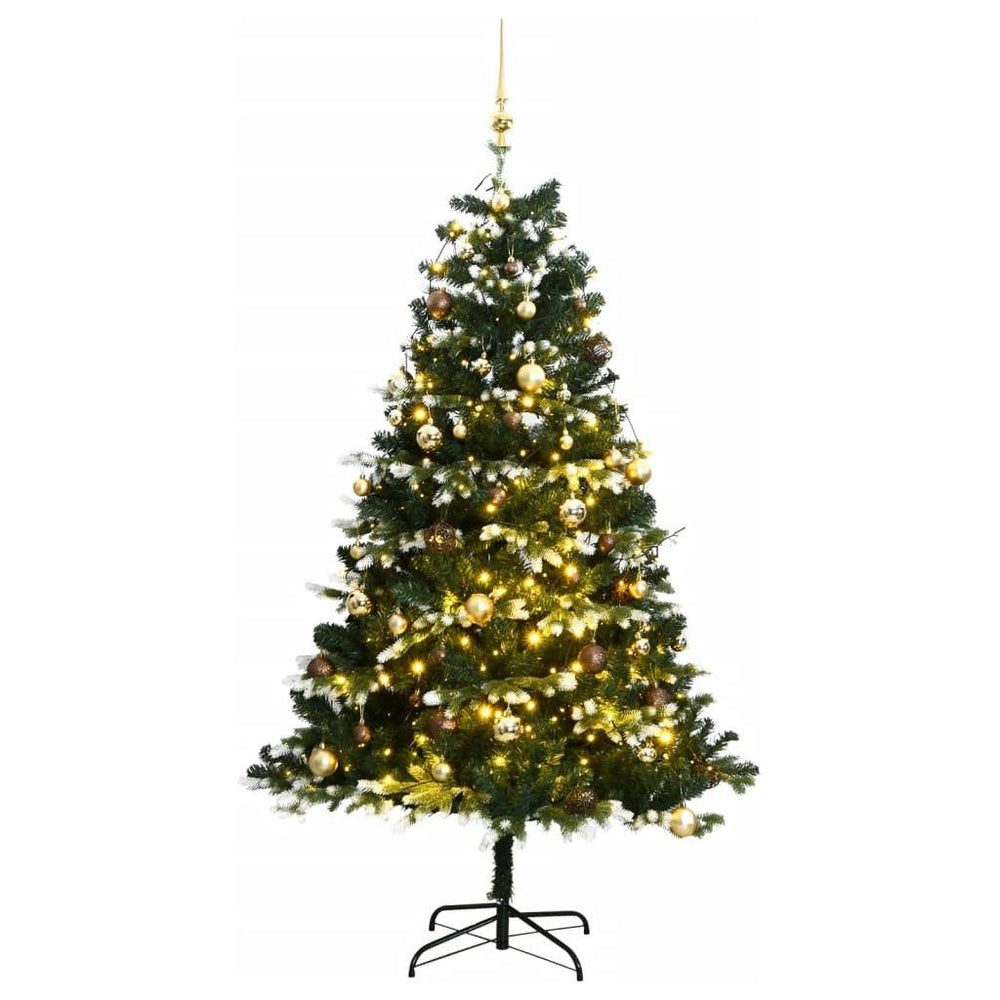Kalėdų eglutė su šarnyrinėmis šakomis/LED/žaisliukais, 120cm