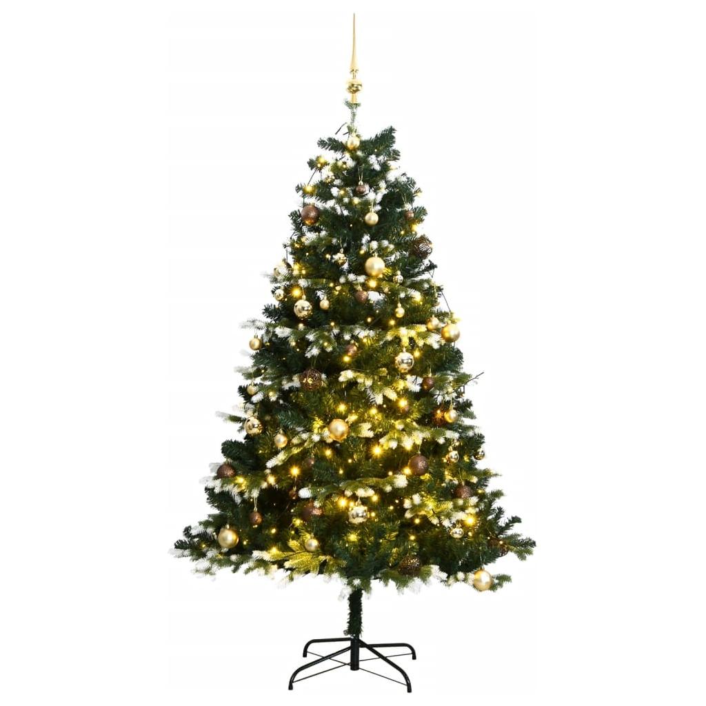 Kalėdų eglutė su šarnyrinėmis šakomis/LED/žaisliukais, 120cm
