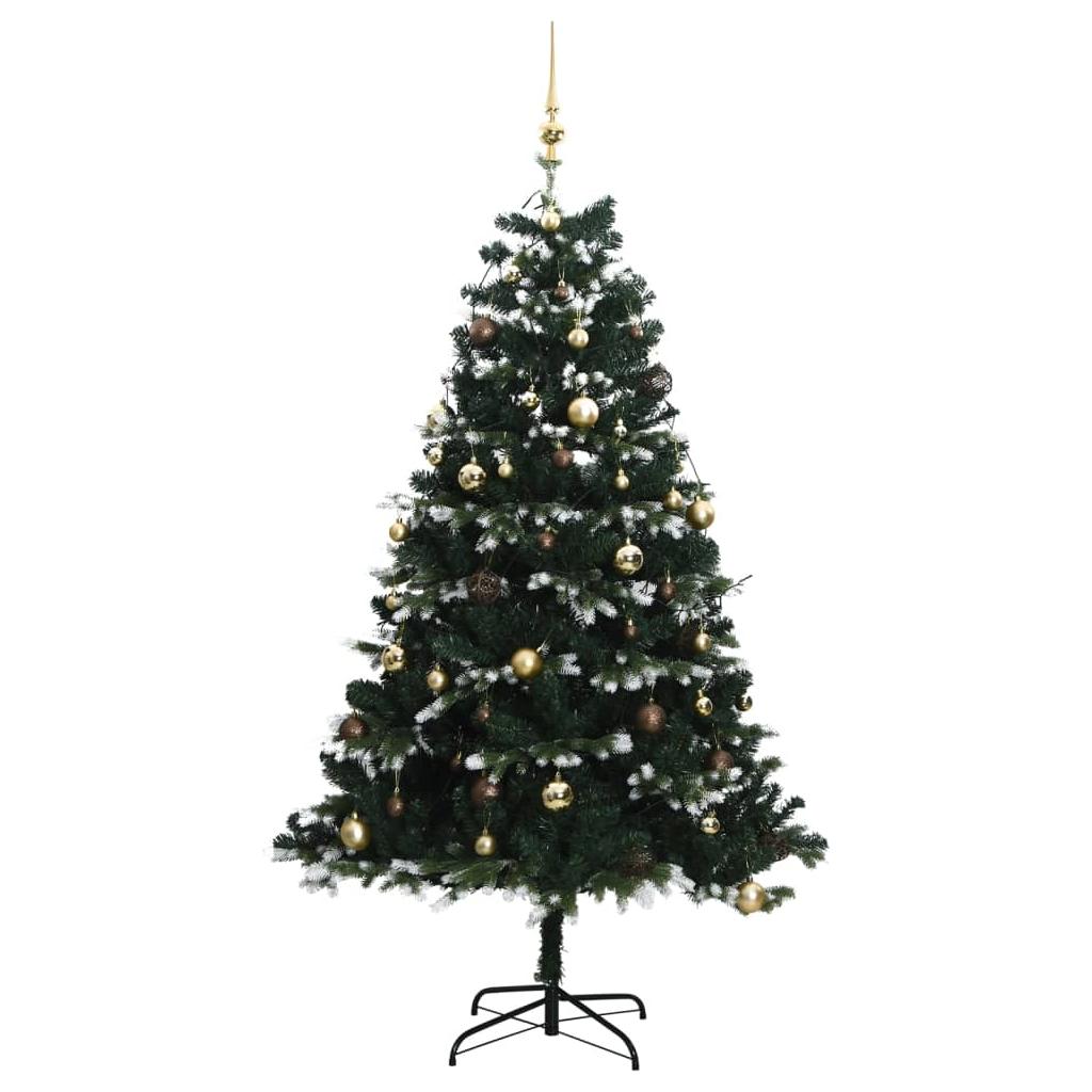 Kalėdų eglutė su šarnyrinėmis šakomis/LED/žaisliukais, 120cm