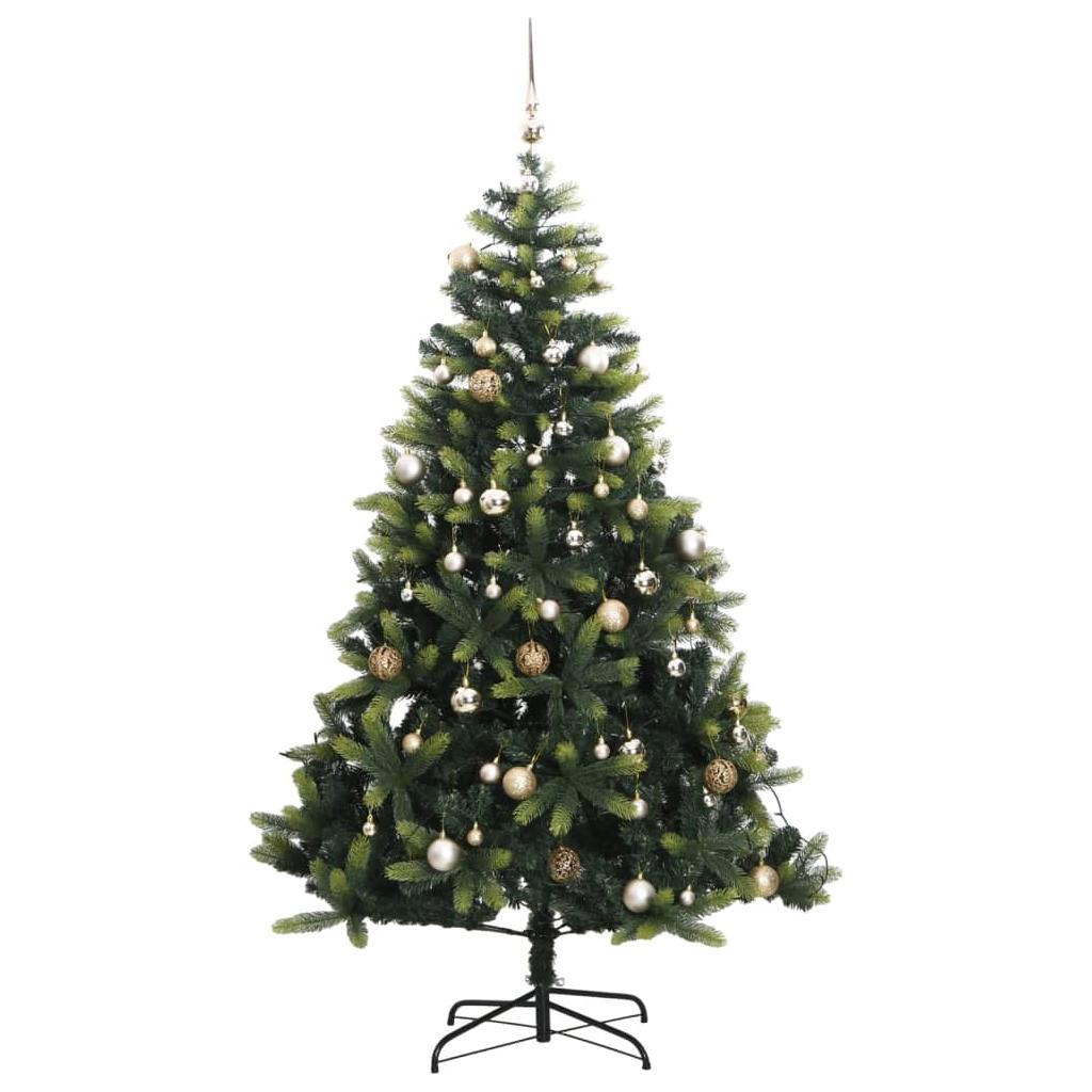 Kalėdų eglutė su šarnyrinėmis šakomis/LED/žaisliukais, 150cm