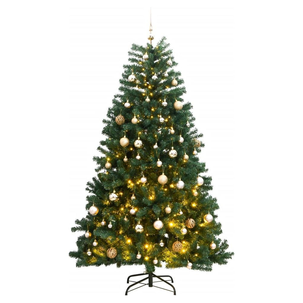 Kalėdų eglutė su šarnyrinėmis šakomis/LED/žaisliukais, 150cm