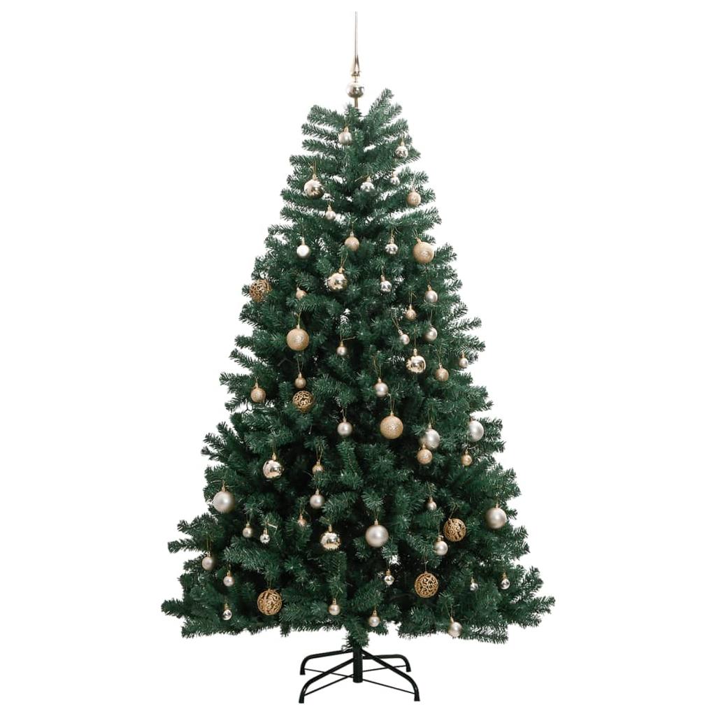 Kalėdų eglutė su šarnyrinėmis šakomis/LED/žaisliukais, 150cm