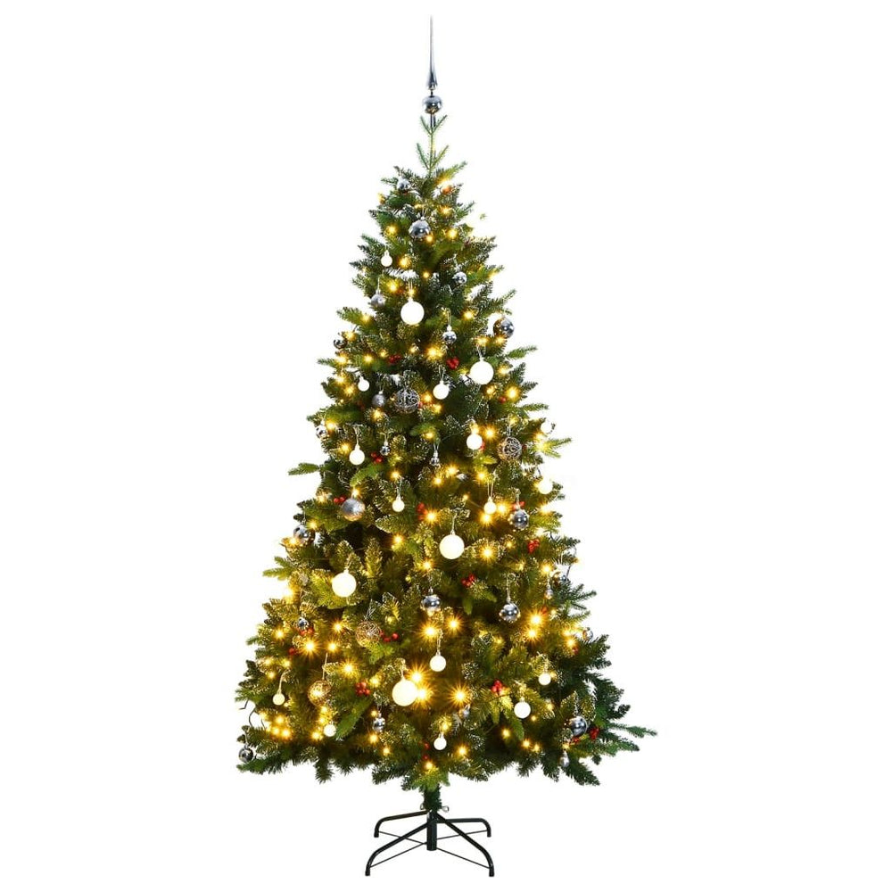 Kalėdų eglutė su šarnyrinėmis šakomis/LED/žaisliukais, 150cm