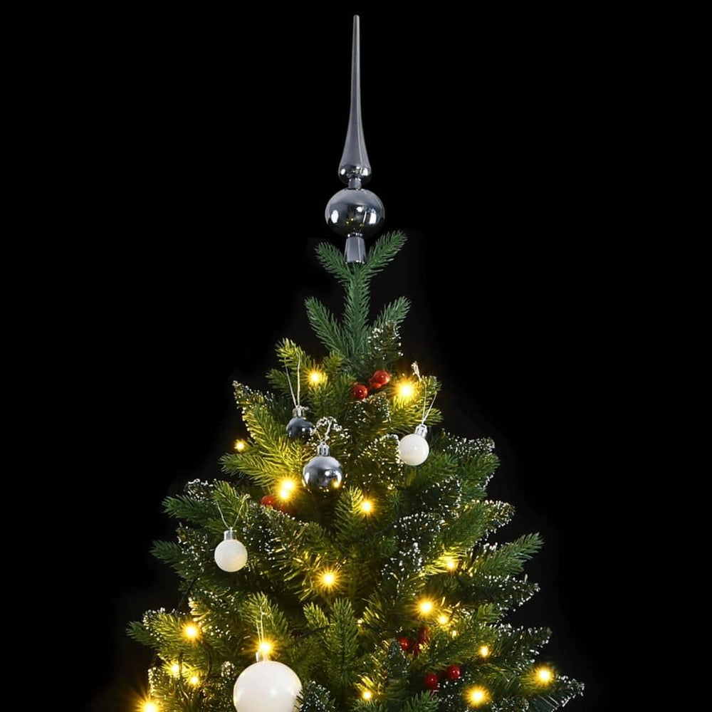 Kalėdų eglutė su šarnyrinėmis šakomis/LED/žaisliukais, 150cm