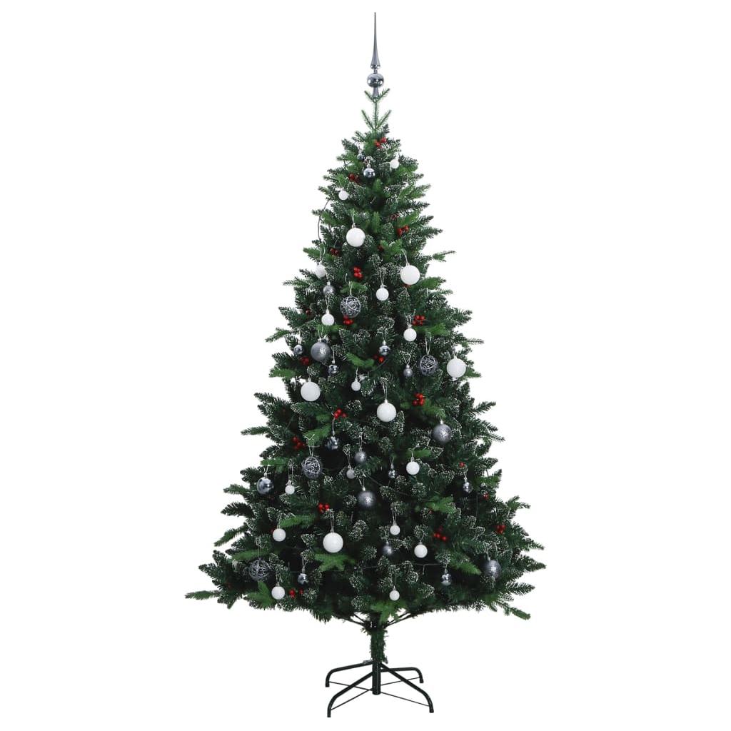 Kalėdų eglutė su šarnyrinėmis šakomis/LED/žaisliukais, 150cm