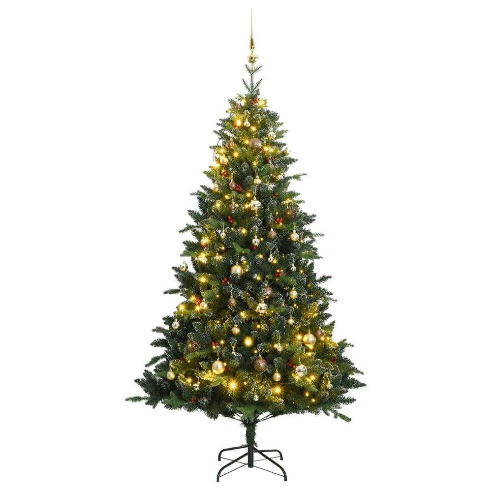 Kalėdų eglutė su šarnyrinėmis šakomis/LED/žaisliukais, 240cm