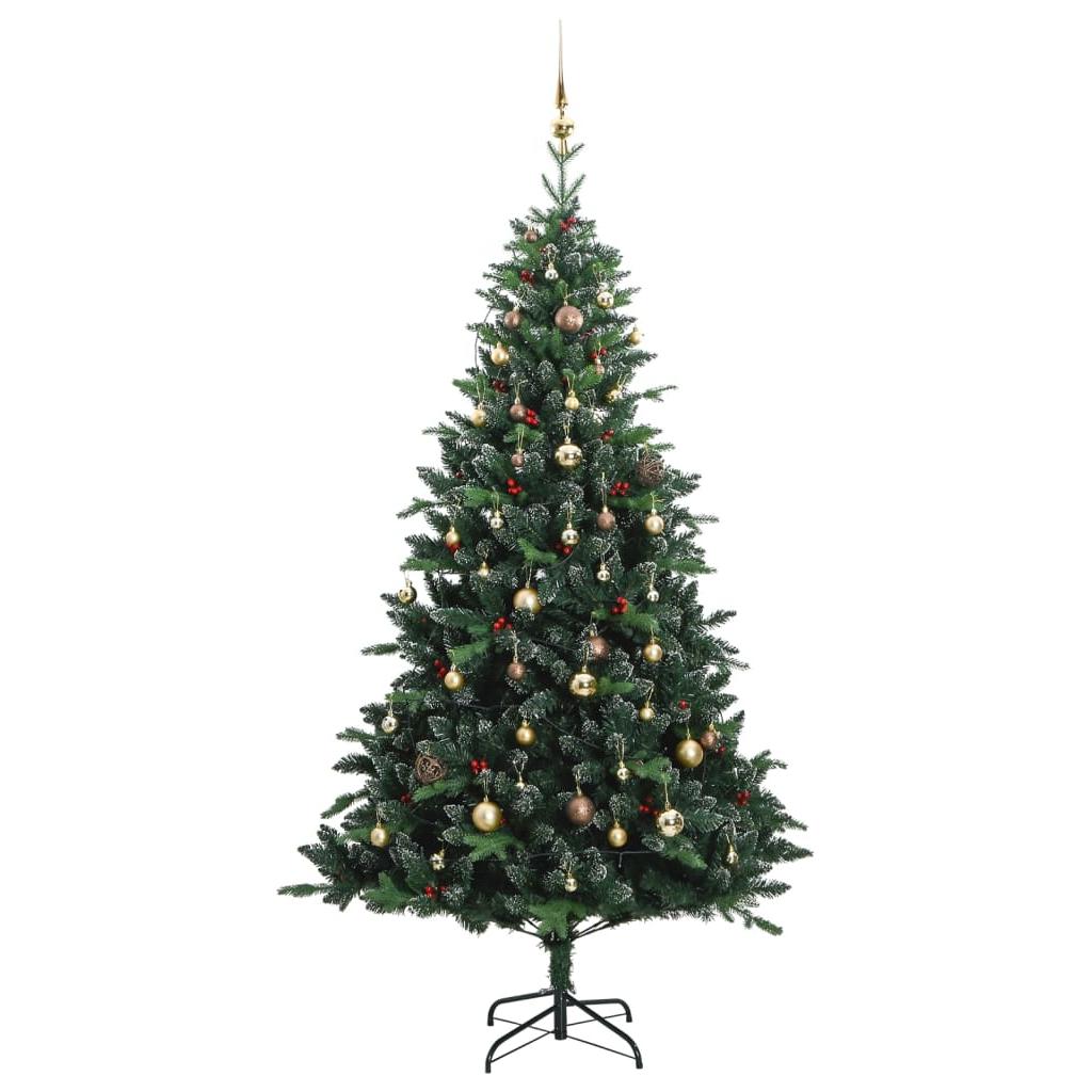 Kalėdų eglutė su šarnyrinėmis šakomis/LED/žaisliukais, 240cm