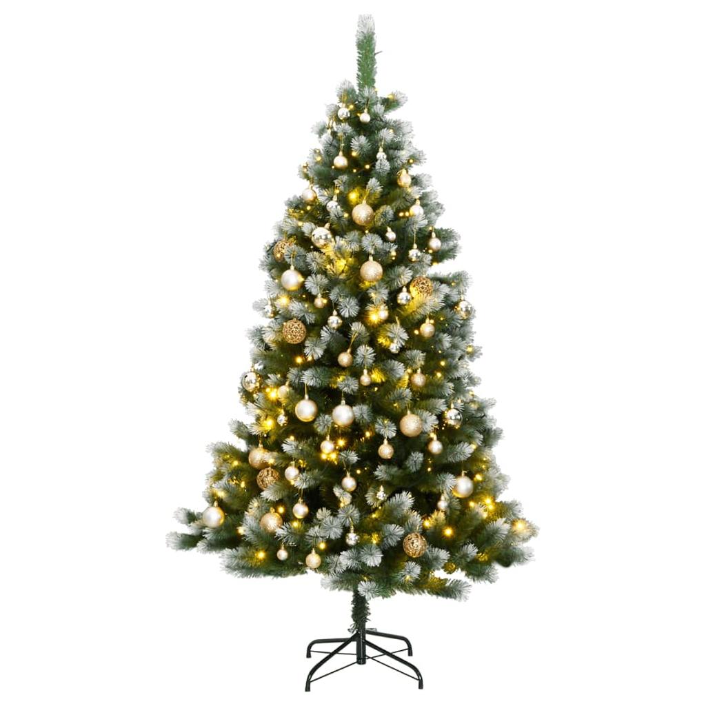 Kalėdų eglutė su šarnyrinėmis šakomis/LED/žaisliukais, 240cm