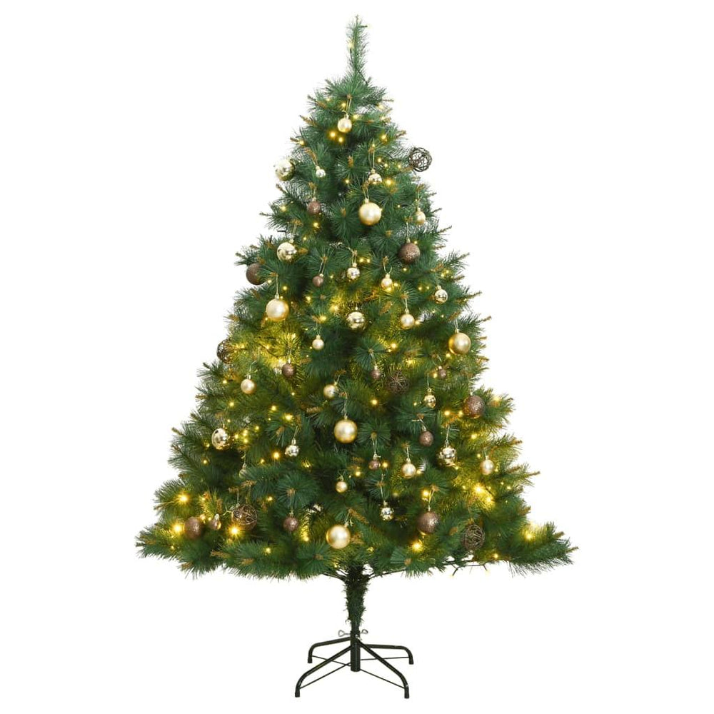 Kalėdų eglutė su šarnyrinėmis šakomis/LED/žaisliukais, 210cm