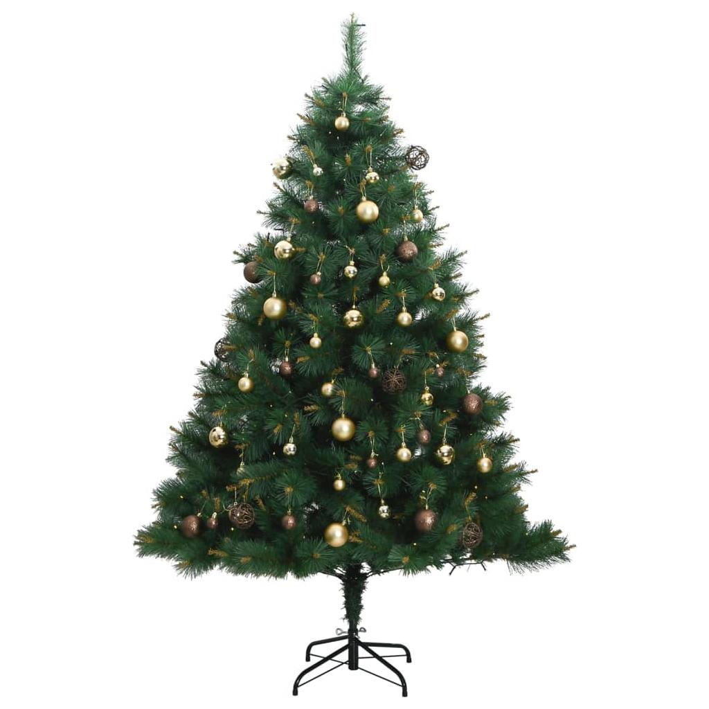 Kalėdų eglutė su šarnyrinėmis šakomis/LED/žaisliukais, 210cm