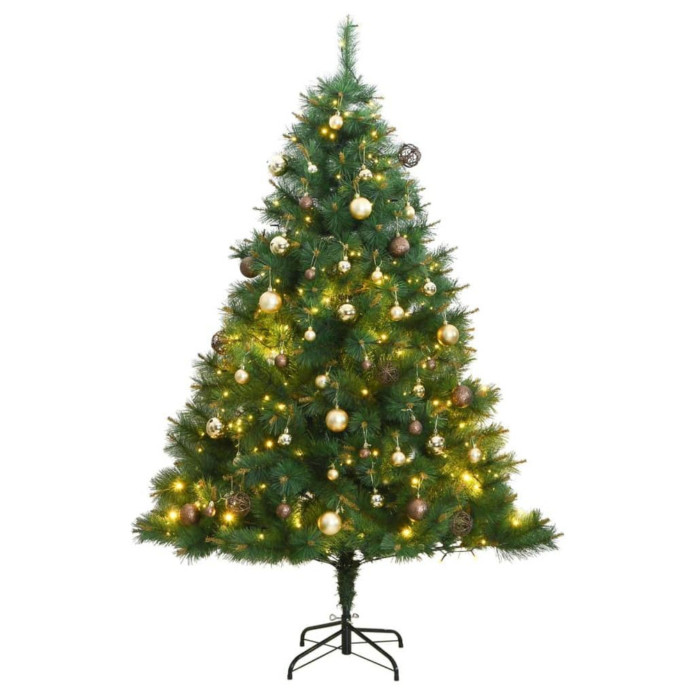 Kalėdų eglutė su šarnyrinėmis šakomis/LED/žaisliukais, 240cm