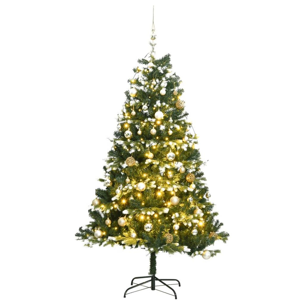 Kalėdų eglutė su šarnyrinėmis šakomis/LED/žaisliukais, 210cm