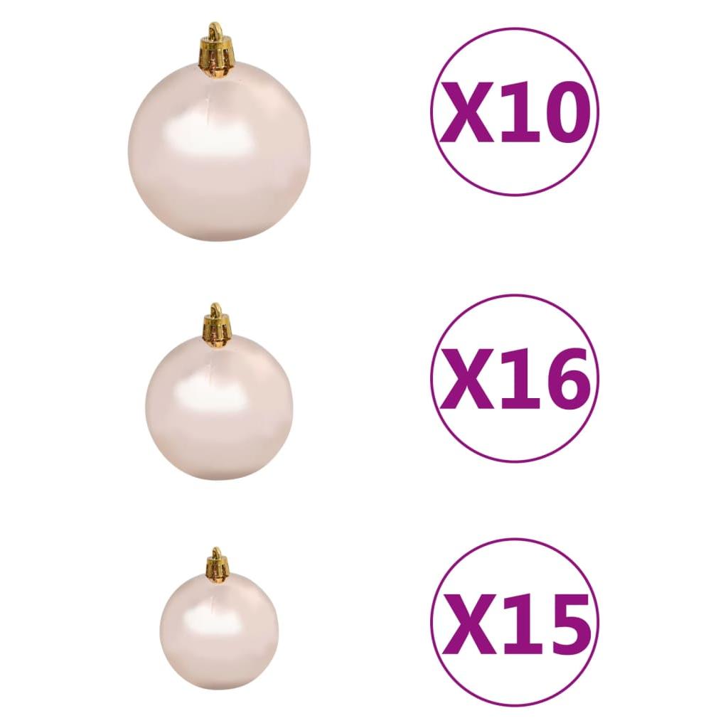 Kalėdų eglutė su šarnyrinėmis šakomis/LED/žaisliukais, 210cm