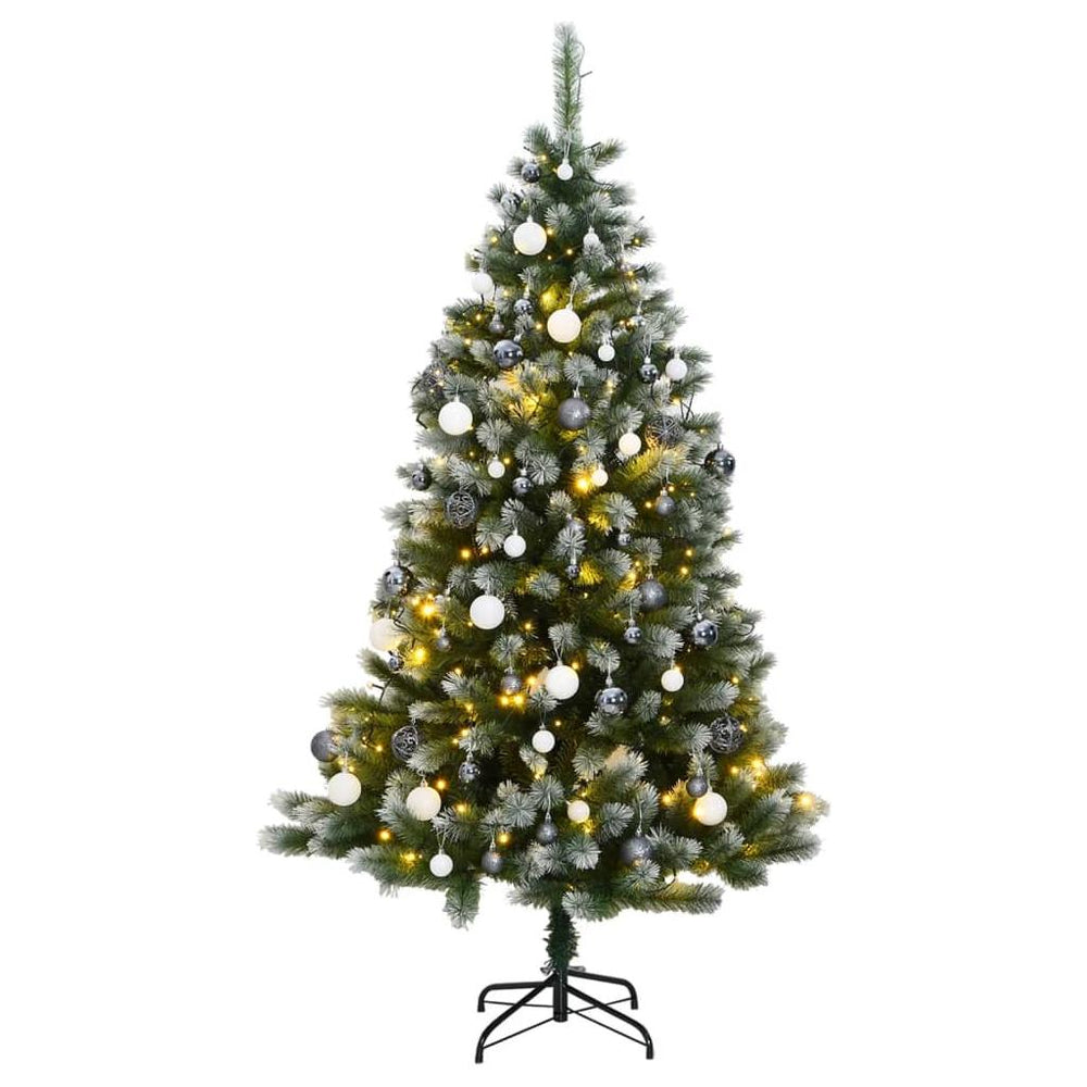 Kalėdų eglutė su šarnyrinėmis šakomis/LED/žaisliukais, 180cm