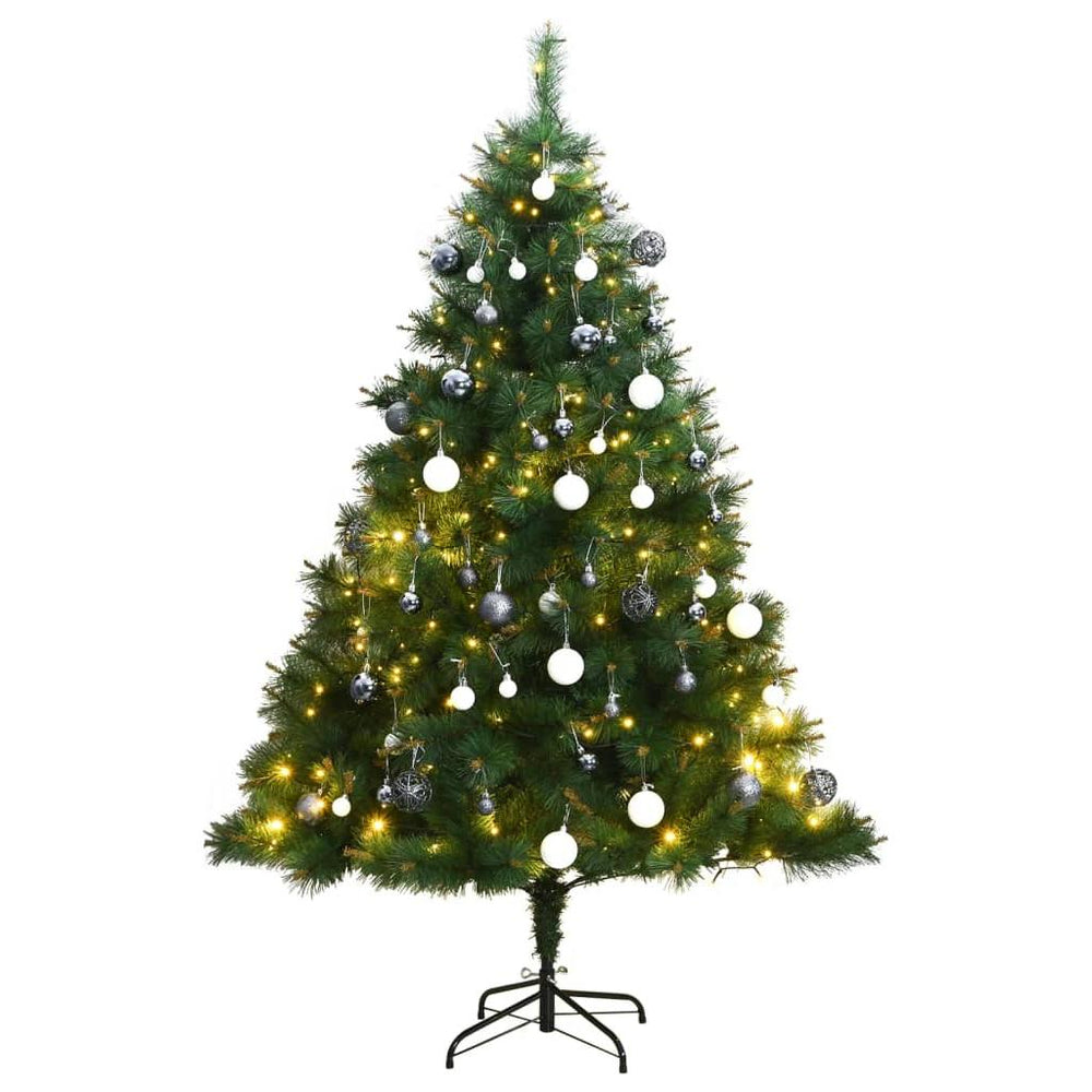 Kalėdų eglutė su šarnyrinėmis šakomis/LED/žaisliukais, 180cm