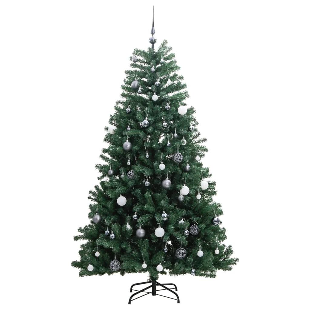Kalėdų eglutė su šarnyrinėmis šakomis/LED/žaisliukais, 180cm