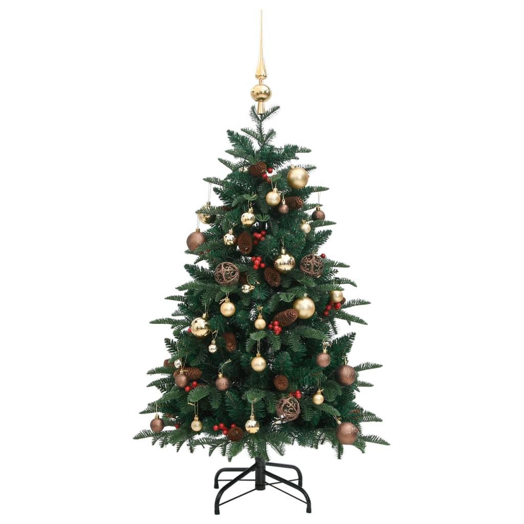 Kalėdų eglutė su šarnyrinėmis šakomis/LED/žaisliukais, 150cm