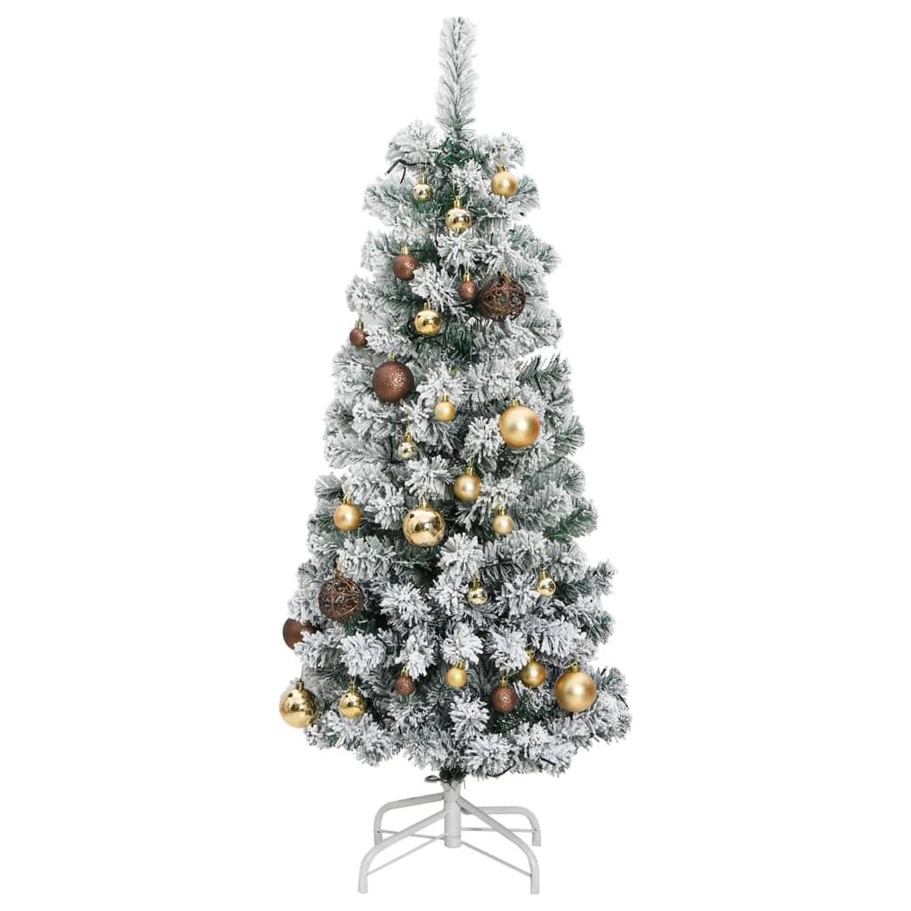 Kalėdų eglutė su šarnyrinėmis šakomis/LED/žaisliukais, 150cm