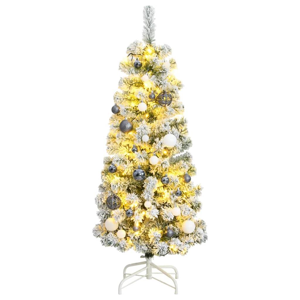 Kalėdų eglutė su šarnyrinėmis šakomis/LED/žaisliukais, 150cm